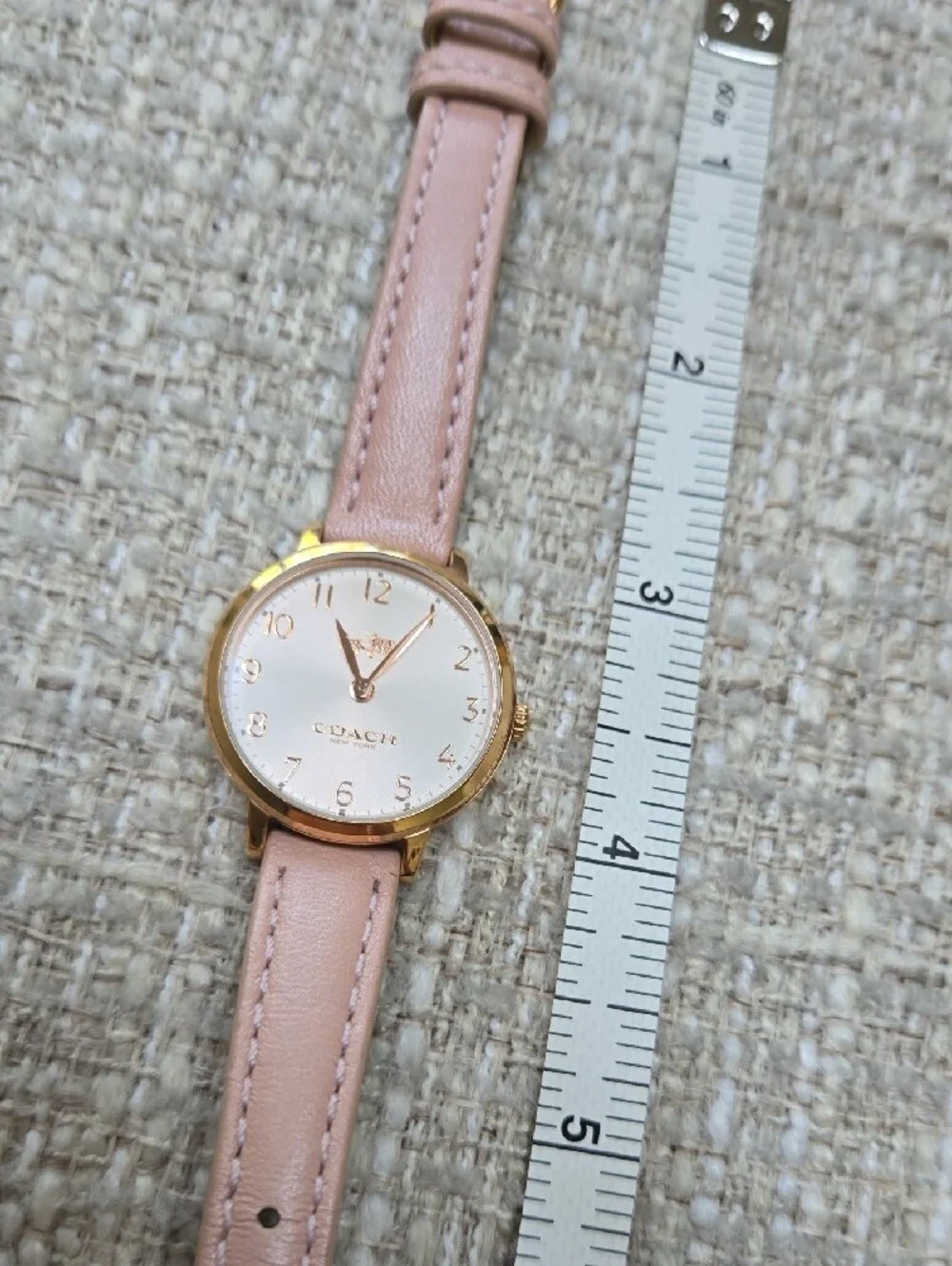 Coach Women's Pink Leather Strap w Rose Gold Metals Round Watch